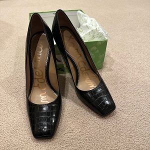 Sam Edelman Beth, Black Croco Print pumps
